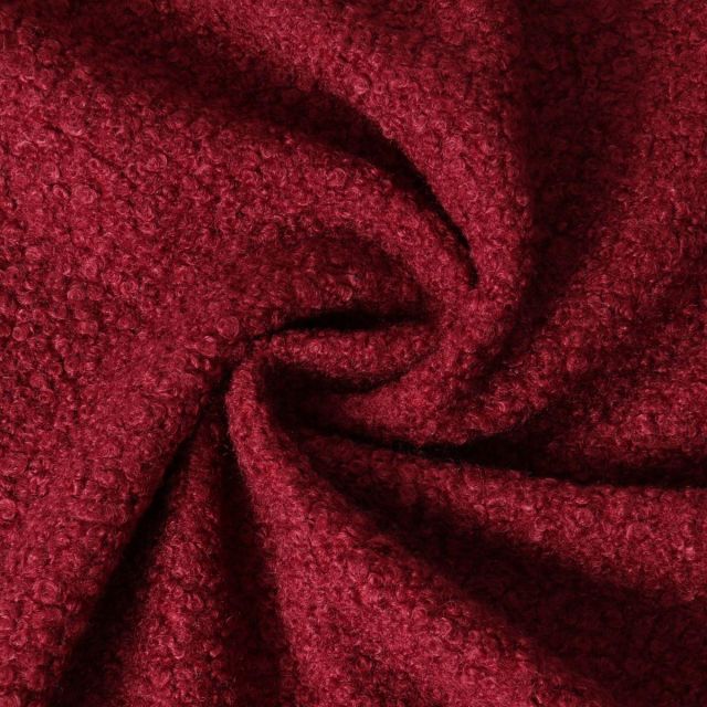 Tissu Fausse fourrure Bouclette Véra uni Bordeaux
