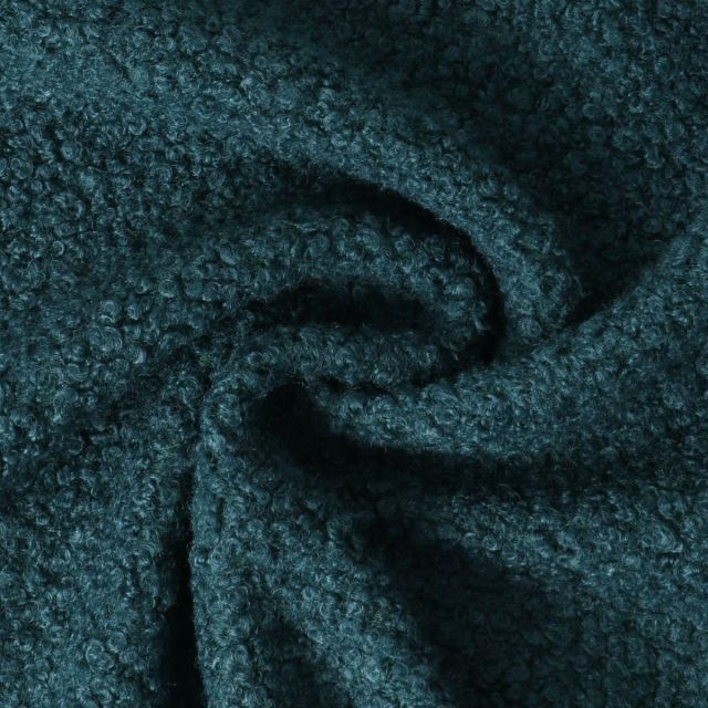 Tissu Fausse fourrure Bouclette Véra uni Bleu canard