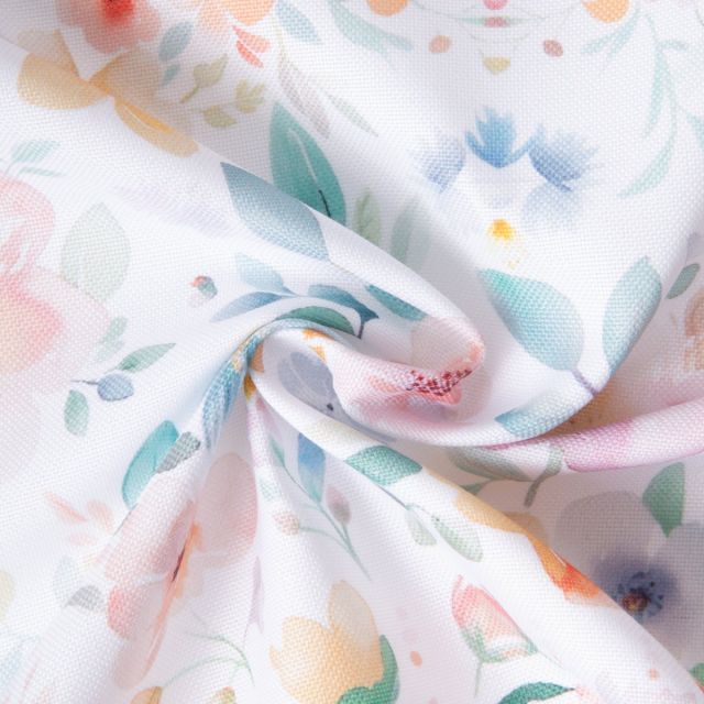 Tissu Polyester Aqua pastel sur fond Blanc