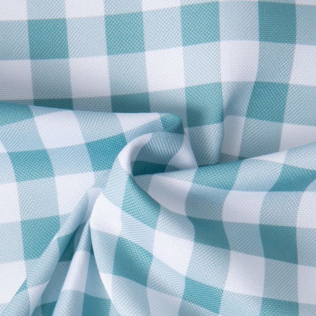 Tissu Polyester Vichy Céladon sur fond Blanc