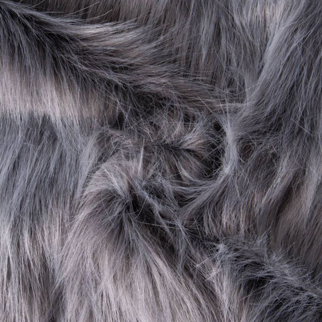 Tissu Fausse fourrure poils long Ruth   sur fond Gris