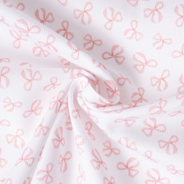 Tissu Pique de Coton Nube Noeud sur fond Blanc