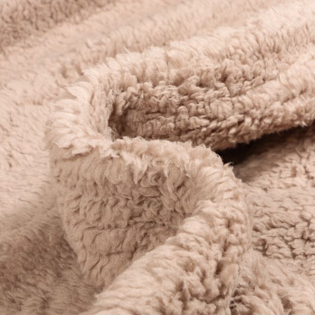  Tissu Fausse fourrure Doudou réversible uni Beige