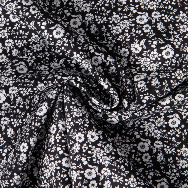 Tissu Coton imprimé Lutos Pia sur fond Noir