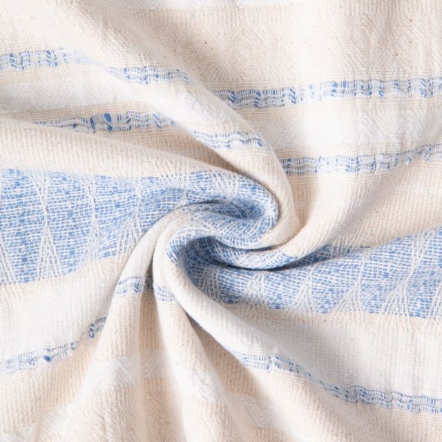 Tissu Coton Jacquard Makalu Bleu