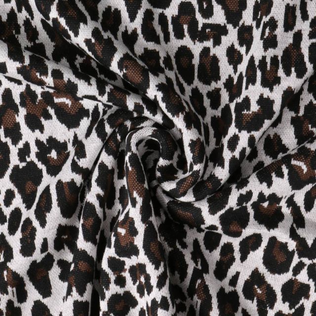 Tissu Jacquard Leopard Kate sur fond Blanc