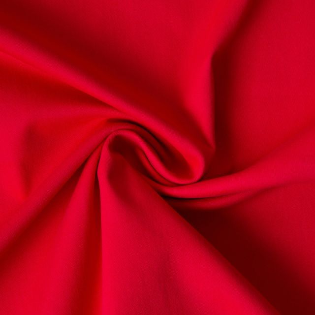 Tissu Coton Sergé légèrement extensible uni Rouge