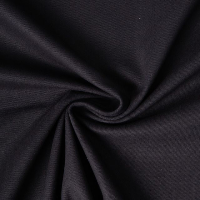 Tissu Coton Sergé légèrement extensible uni Noir