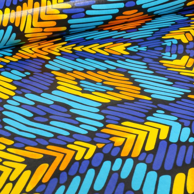 Tissu Wax africain n°  715 sur fond Noir