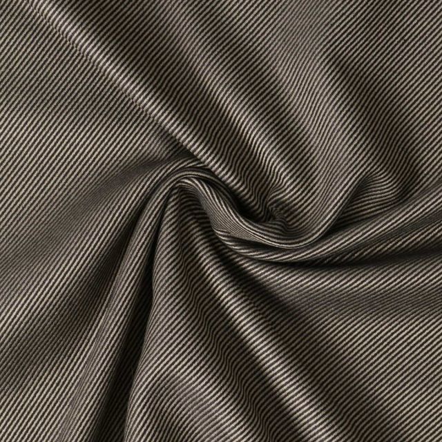 Tissu twill Bamboo et polyester recyclé rayures Noires sur fond Beige