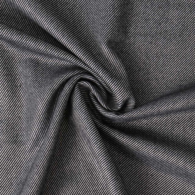 Tissu twill Bamboo et polyester recyclé rayures Noires sur fond Bleu