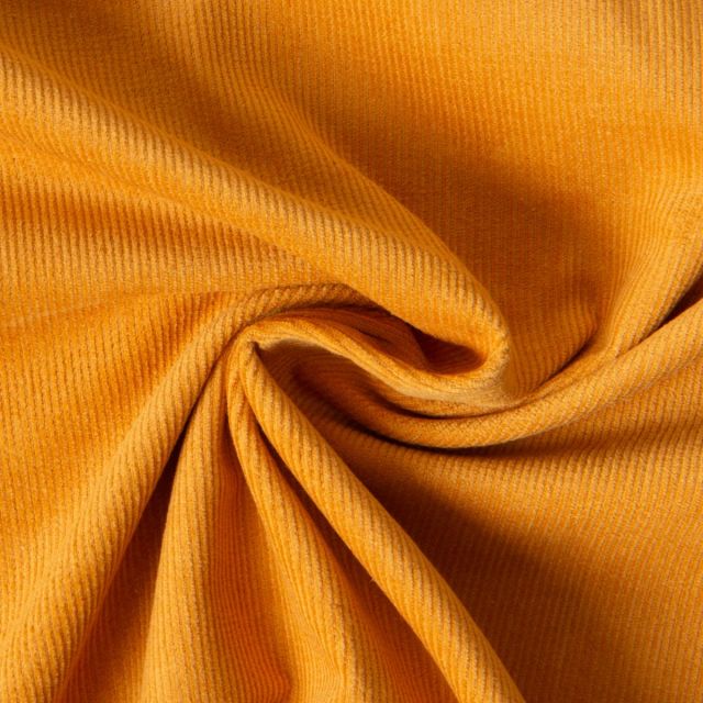 Tissu Velours milleraies Lilou uni  Jaune moutarde