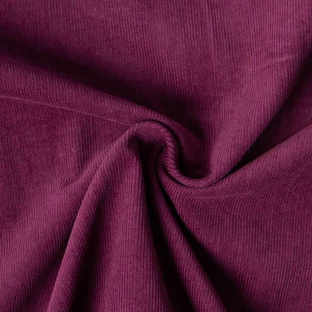 Tissu Velours milleraies Lilou uni  Lie de vin