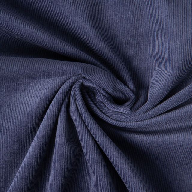 Tissu Velours milleraies Lilou uni  Bleu marine