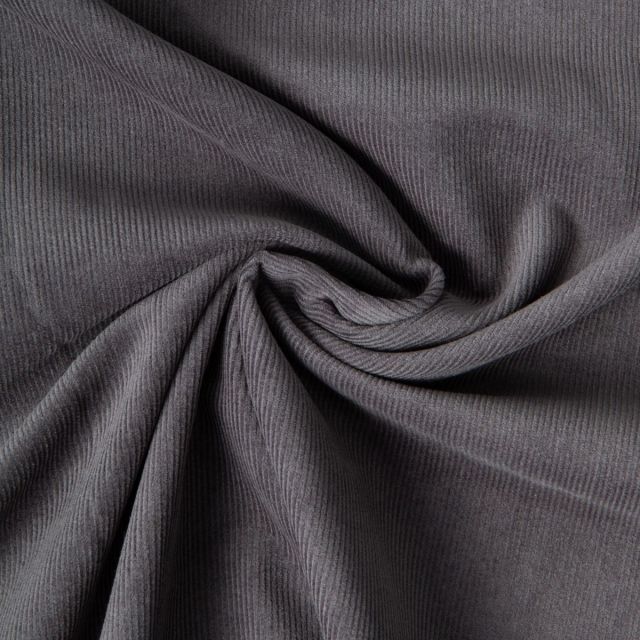 Tissu Velours milleraies Lilou uni  Gris anthracite