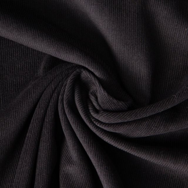 Tissu Velours milleraies Lilou uni  Noir