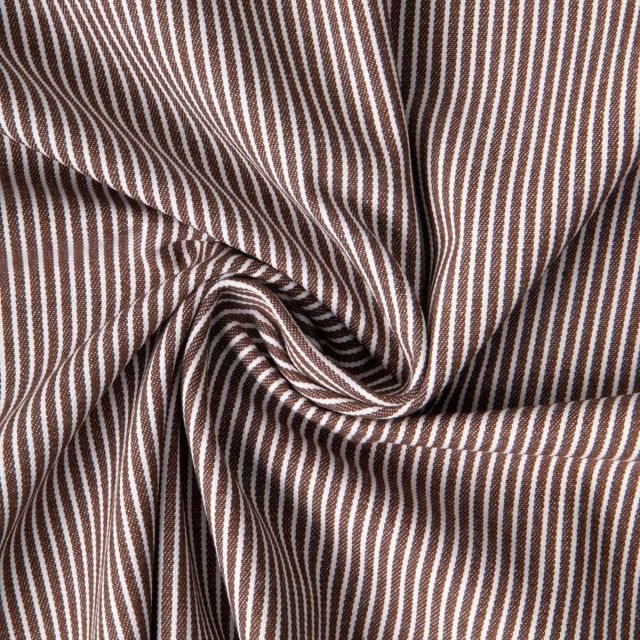 Tissu Jeans Coton Oshkosh rayé Marron