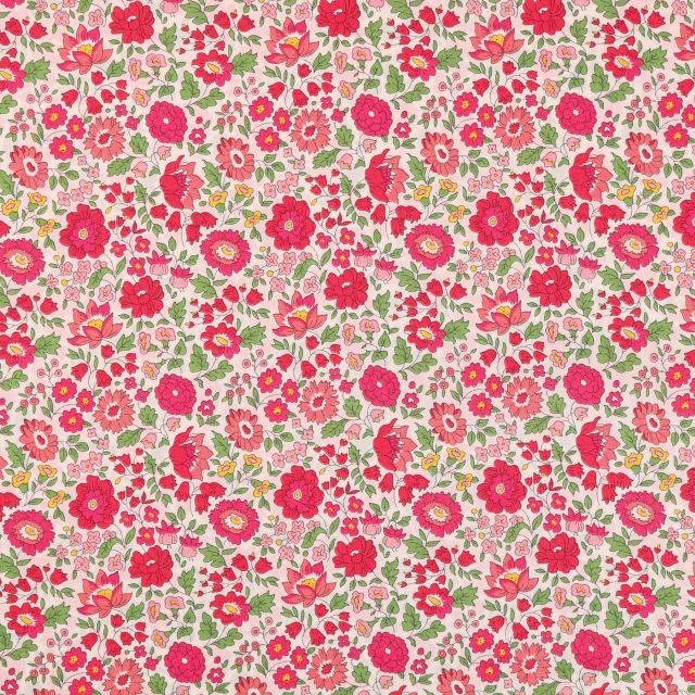 Tissu Liberty of London Danjo Fuchsia et vert - Par 10 cm
