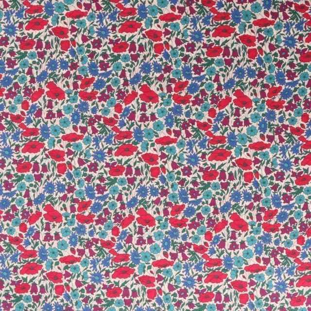 Tissu Liberty of London Poppy Daisy Bleu - Par 10 cm