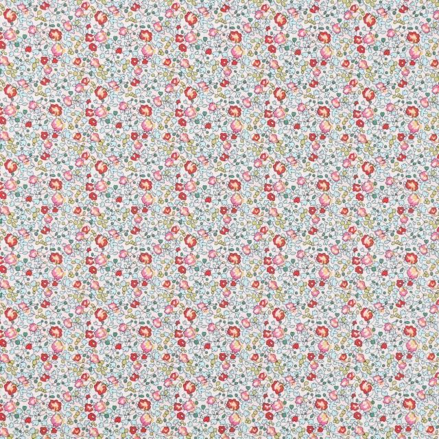 Tissu Liberty of London Eloise New Vert et rouge - Par 10 cm