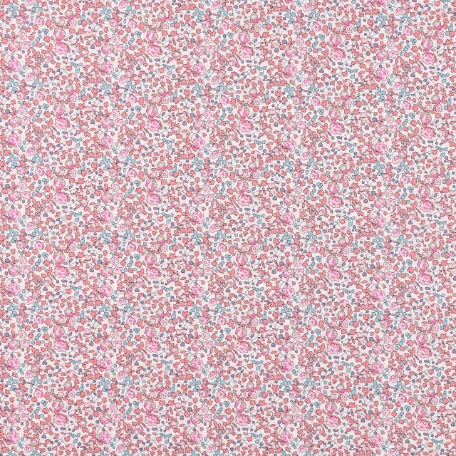 Tissu Liberty of London Eloise New Rose et bleu ciel - Par 10 cm