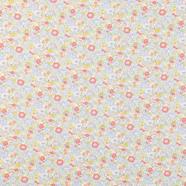 Tissu Liberty of London New Betsy Ann Pastel corail, vert et bleu - Par 10 cm