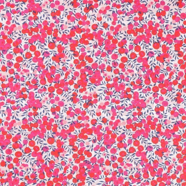Tissu Liberty of London Wiltshire Fuchsia, rouge, violet et rose - Par 10 cm