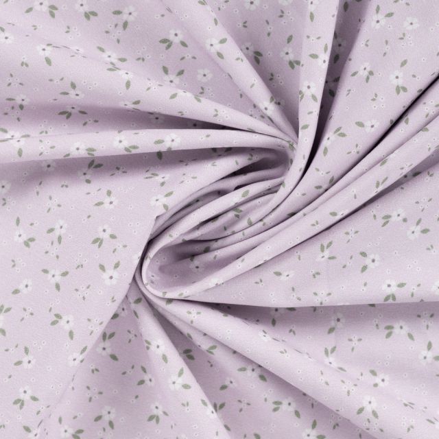 Tissu Popeline de Coton Charlotte petites fleurs sur fond Lilas