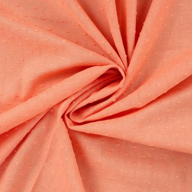 Tissu Voile de Coton Plumetis uni Pêche