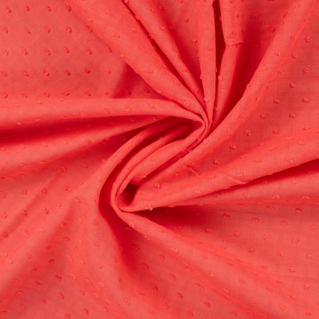 Tissu Voile de Coton Plumetis uni Goyave
