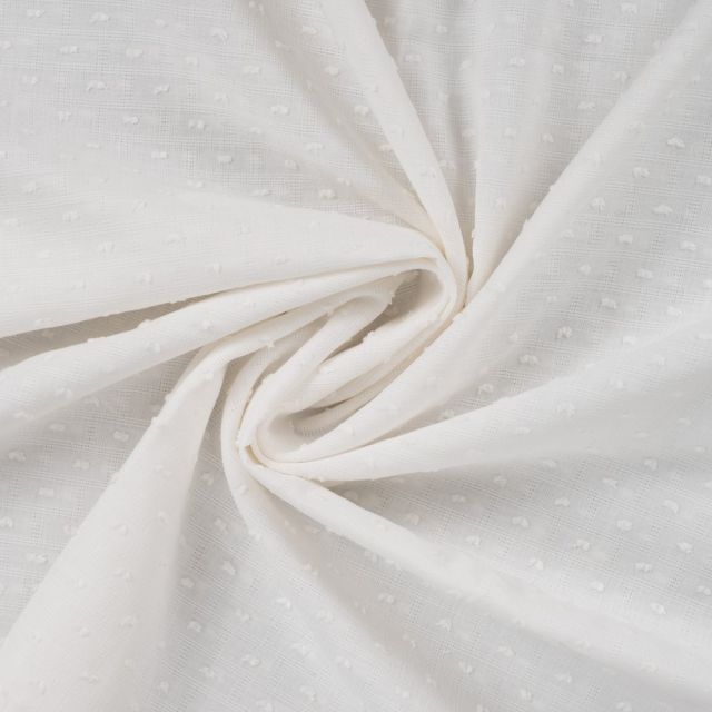 Tissu Voile de Coton Plumetis uni Ecru