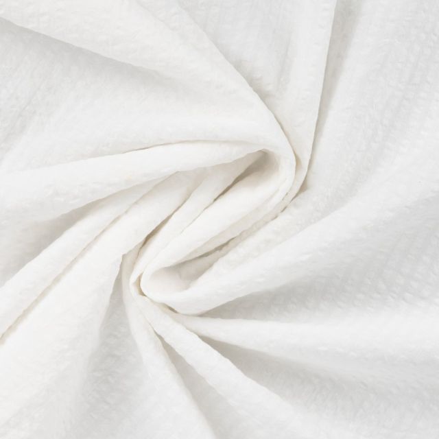 Tissu Seersucker Coton uni Blanc
