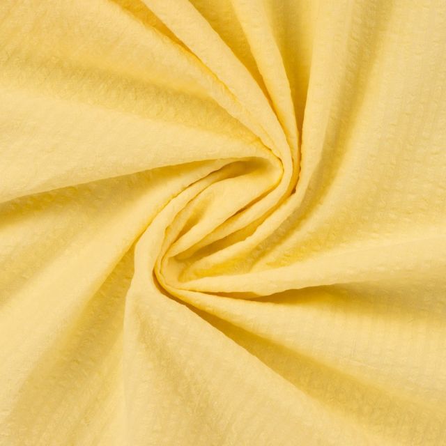 Tissu Seersucker Coton uni Jaune