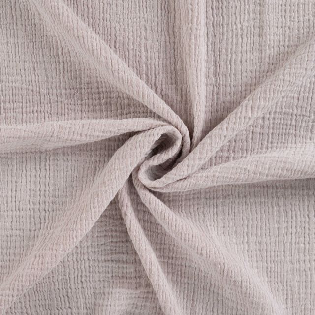 Tissu Double gaze de Coton Réversible uni Ecru