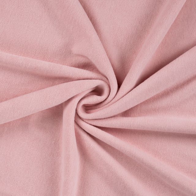 Tissu Jersey Velours Eponge uni Rose pâle