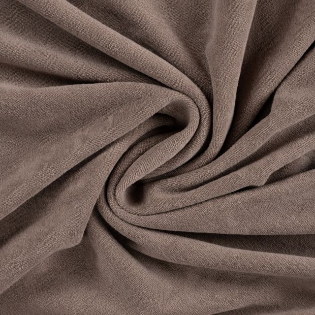 Tissu Jersey Velours Eponge uni Taupe