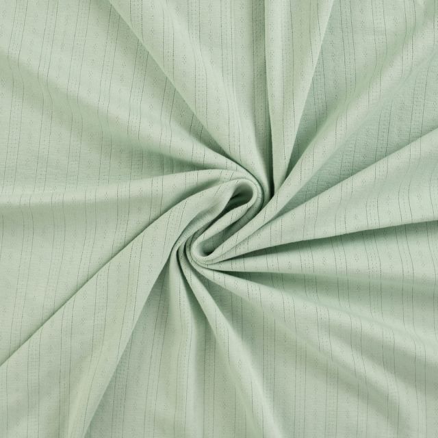 Tissu Jersey Coton ajouré uni Lio Vert amande