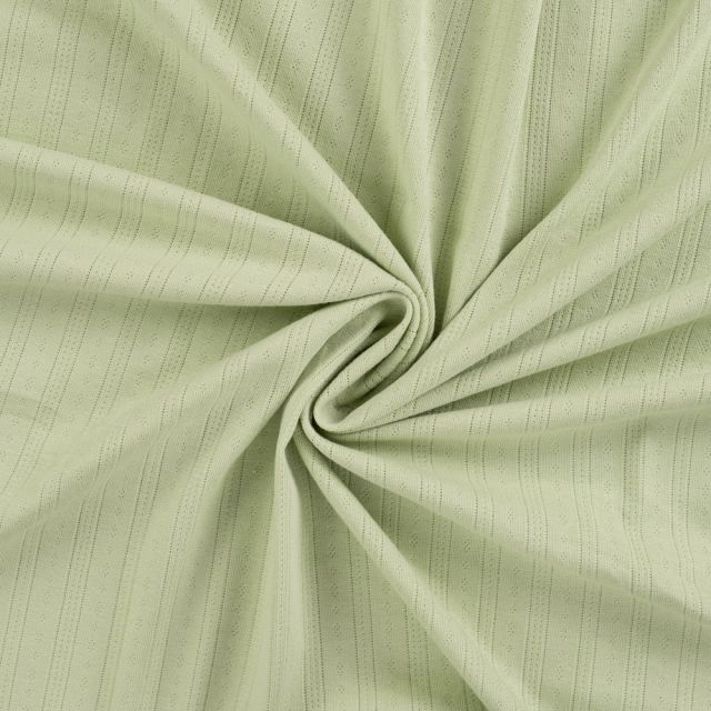 Tissu Jersey Coton ajouré uni Lio Vert anis