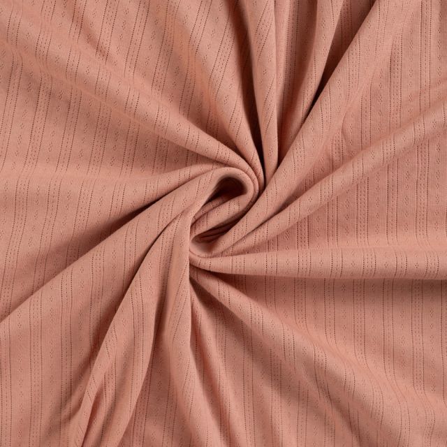 Tissu Jersey Coton ajouré uni Lio Rose nude