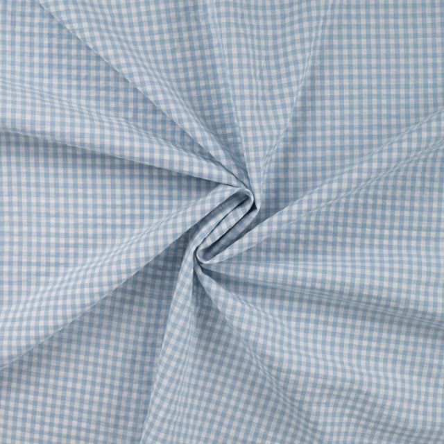 Tissu Seersucker Carreaux Vichy Bleu
