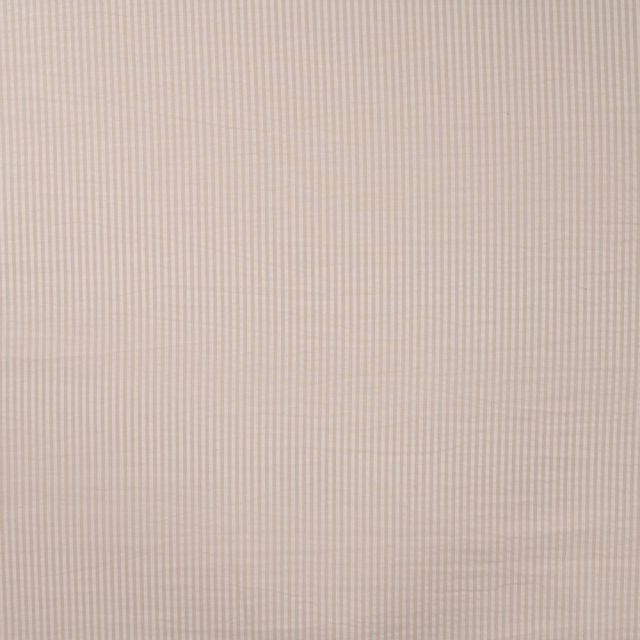 Tissu Seersucker Rayé Vichy Beige
