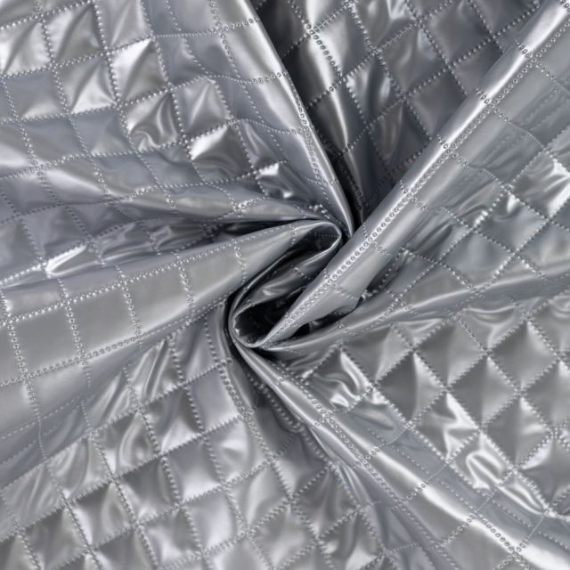 Tissu Matelassé métallisé uni Argent