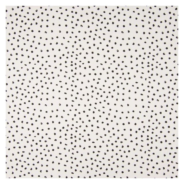 Tissu popeline coton imprimé Pois déstructuré noir sur fond Blanc - Par 10 cm