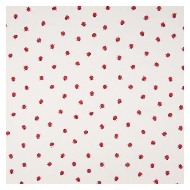 Tissu coton imprimé Coccinelle sur fond Blanc - Par 10 cm