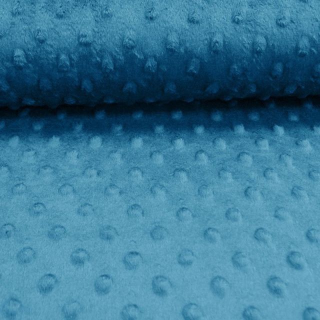 Coupon Tissu Minky ultra doux Pois Bleu Paon x10cm - Coupon de 30 cm