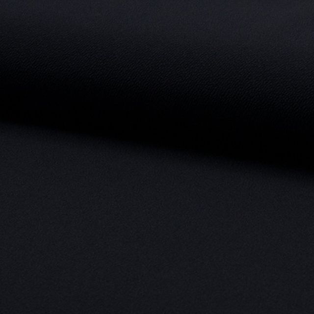 Tissu Jersey crêpe uni Bleu marine - Par 10 cm