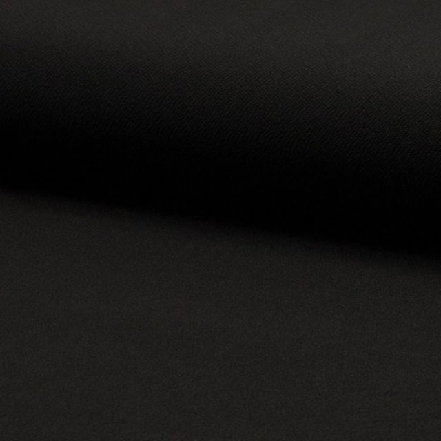 Tissu Jersey crêpe uni Noir - Par 10 cm