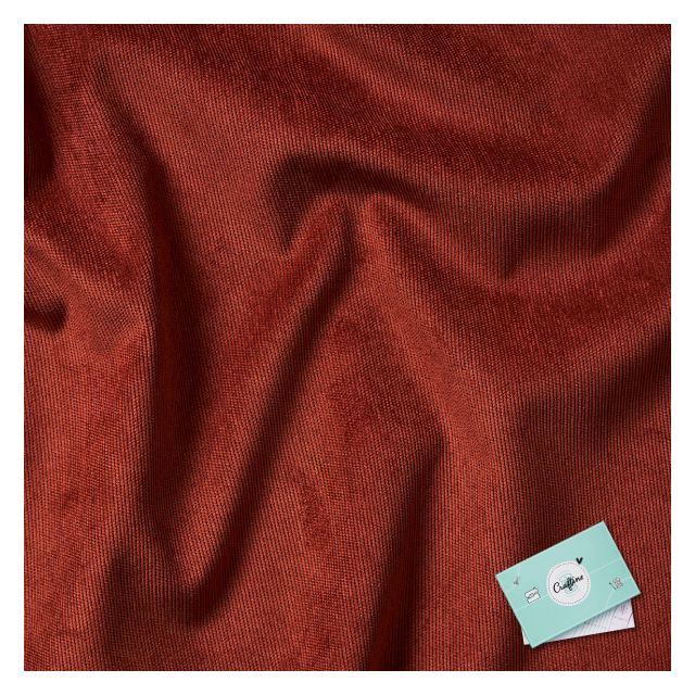 Coupon Tissu Velours milleraies Craftine Box Rusty Velvet Brique - Coupon de 180 cm
