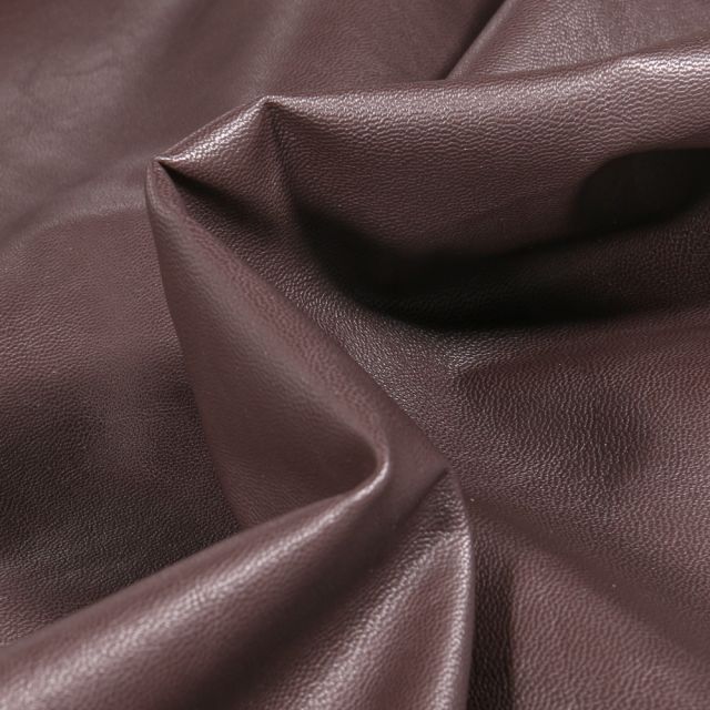 Coupon Tissu Simili cuir souple d'habillement uni Inès Marron chocolat - Coupon de 50 cm