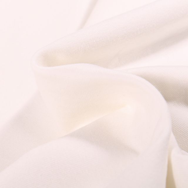 Coupon Tissu Jersey Coton Bio uni Blanc cassé - Coupon de 90 cm